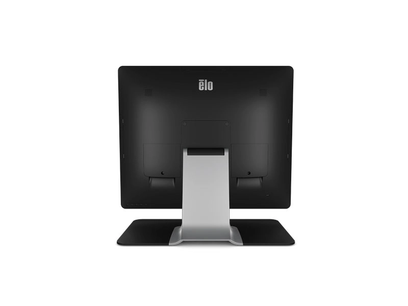 Rear view of the 19-inch EloTouch 1902L PCAP touchscreen monitor in dark grey with stand, VESA mounting and HDMI/VGA for POS use