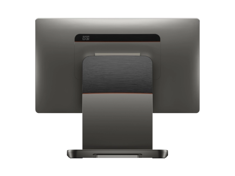 Rear view of the Sunmi D3 PRO 15.6-inch Android touch POS system, an all-in-one Android 13 POS terminal for hospitality and retail.
