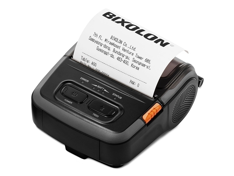 Bixolon SPP-R310 mobiler 80-mm Bondrucker in Schwarz mit ausgegebenem Bon, USB, RS232 und Bluetooth 5.0 für mobile POS-Anwendungen