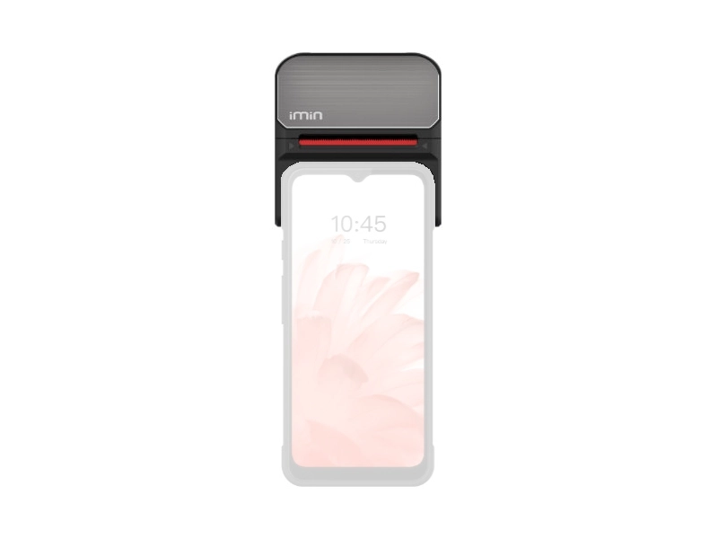 Swift 1 58mm thermal receipt printer module attached to handheld device for mobile checkout, retail, hospitality and field sales