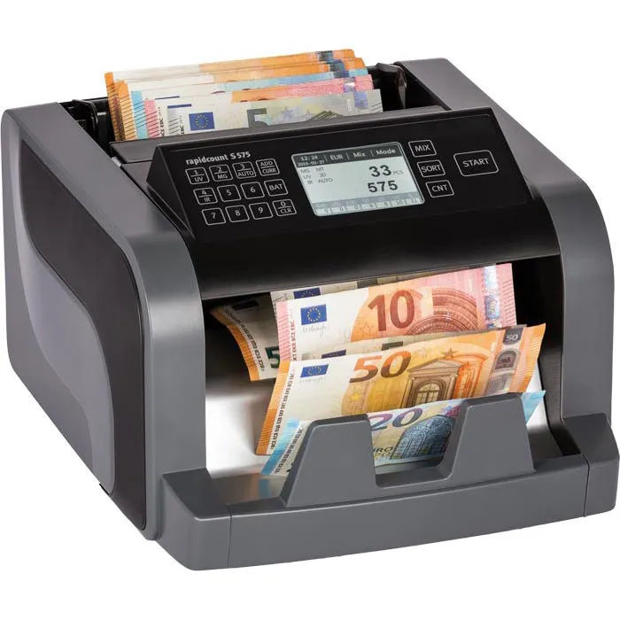 Ratiotec rapidcount S-575 Banknotenzähler mit Display zählt und prüft Euro-Banknoten für Kasse, Einzelhandel und Gastronomie