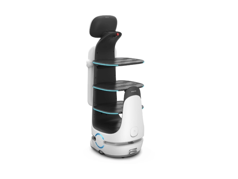 Keenon Serviceroboter T10-DINERBOT mit drei Ablagen zur Lieferung von Speisen und Getränken in Gastronomie und Hotellerie