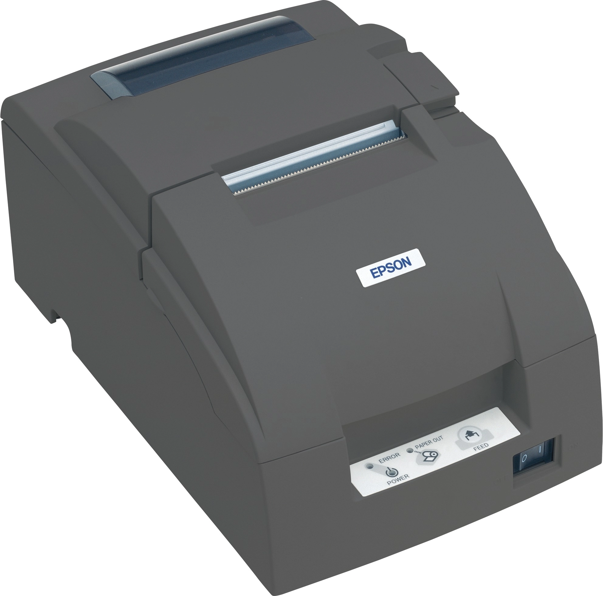 Schwarzer Epson TM-U220B Bon-Nadeldrucker mit 76 mm Papierbreite, Ethernet RJ45-LAN und automatischem Abschneider für POS-Kassen