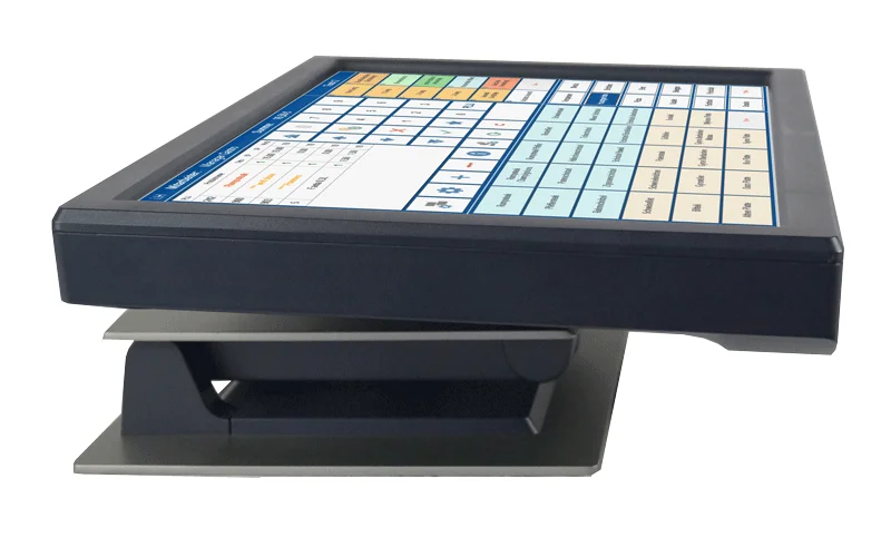 Seitliche Ansicht eines Touchscreen Kassensystems