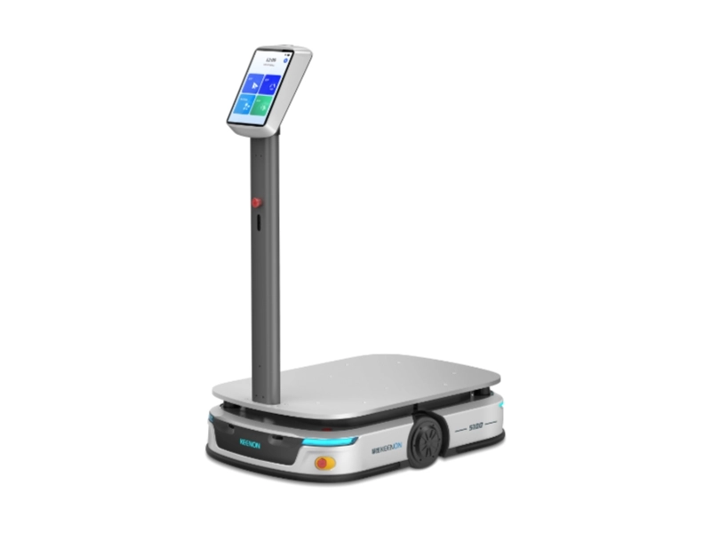 Keenon S100 Serviceroboter als autonomer Transportroboter für Produktion und Logistik mit Touchscreen, Plattform und sicherer Hinderniserkennung