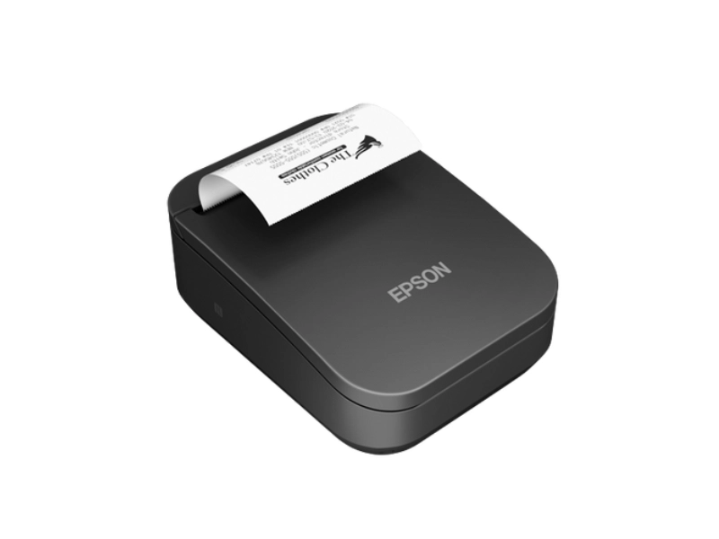 Mobiler Epson TM-P80II Bondrucker in Schwarz mit Bon-Ausgabe, 80 mm Thermodrucker mit USB-C, Bluetooth, Akku, Gürtelclip und Abschneider