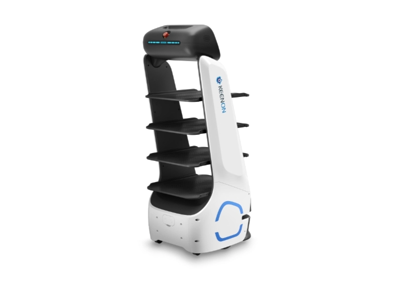 Keenon T9-DINERBOT Serviceroboter mit Ablagen für die autonome Lieferung von Speisen und Getränken in Restaurants