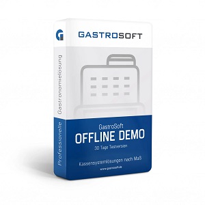 Produktverpackung der GastroSoft Offline Demo, 30 Tage Testversion für maßgeschneiderte Kassensystemlösungen