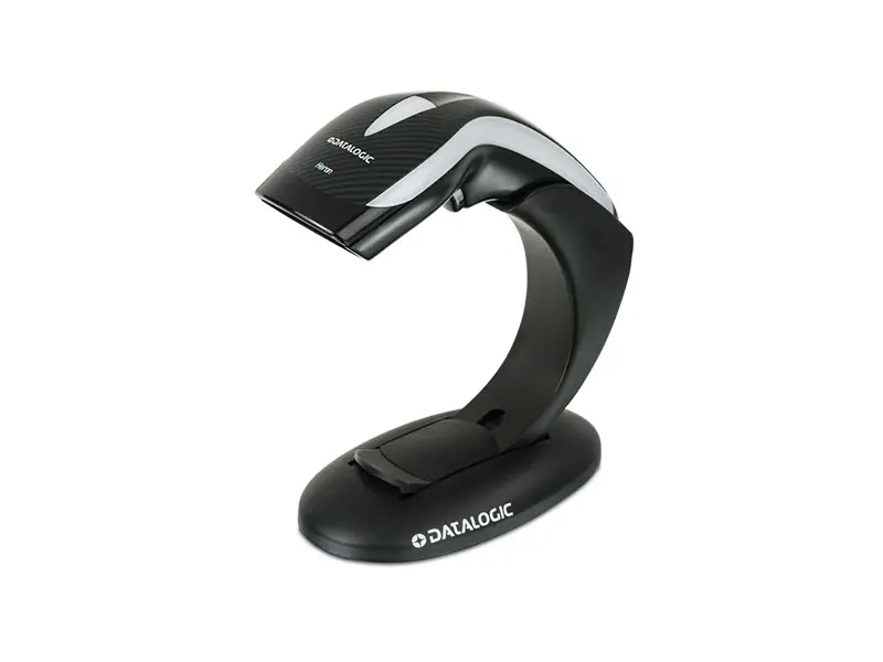 Schwarzer Datalogic QuickScan QD Barcodescanner mit Standfuß
