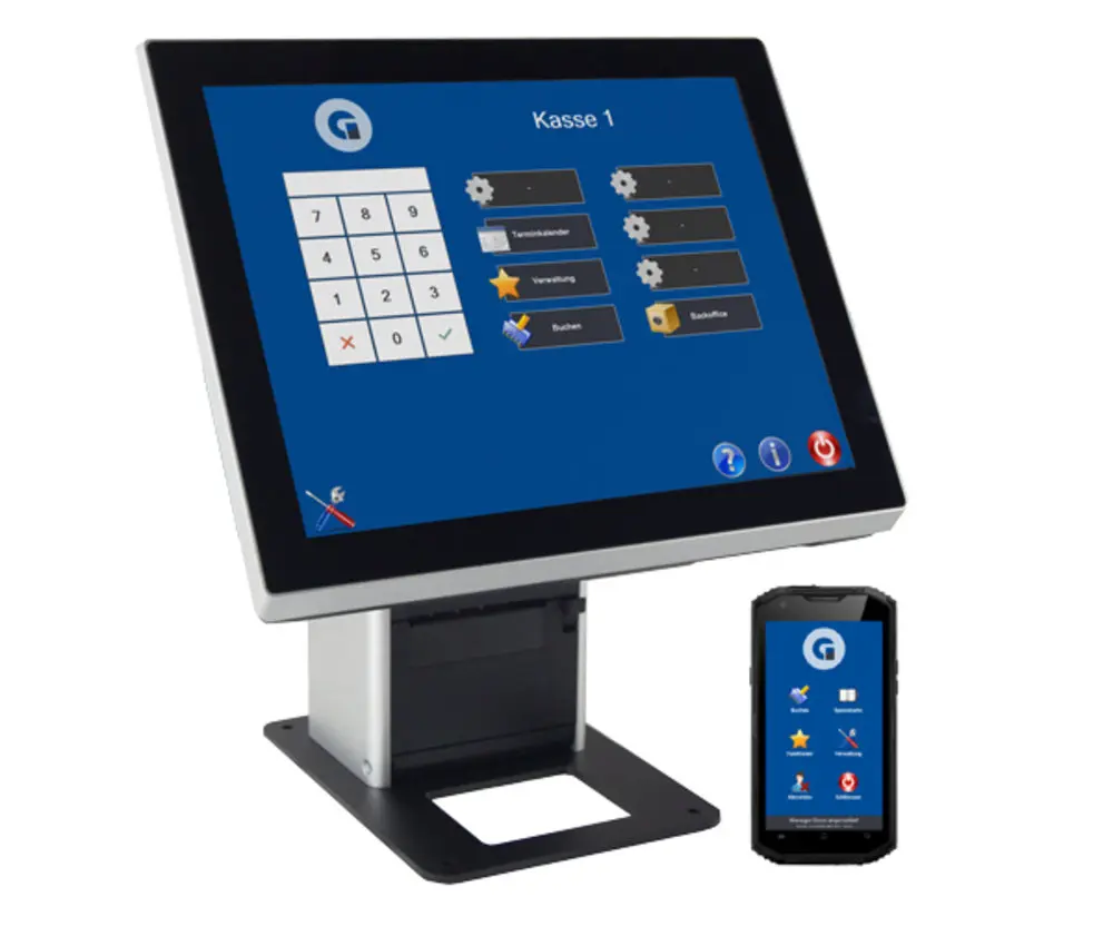 Modernes Touchscreen Kassensystem mit mobilem Handterminal