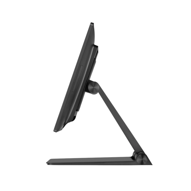 Seitansicht der 15 Zoll All-in-One Touch-Gastro-Kasse MagicPOS SpeedySet mit Standfuß, TSE, Kassensoftware und Bondrucker für Gastronomie