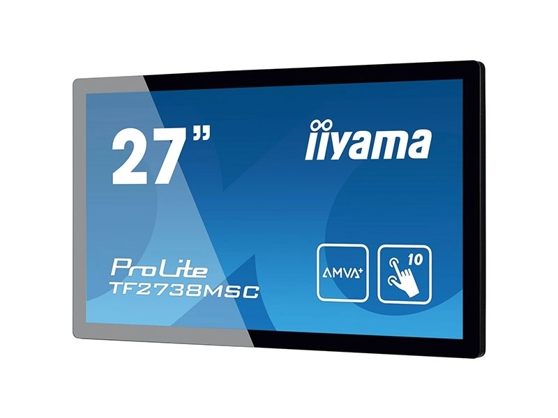 Black Iiyama TF2738MSC-B2 27-inch Full HD open frame touch monitor with 10-point touch for kiosks, POS and digital signage