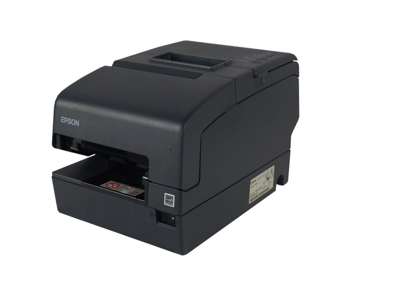 Schwarzer Epson TM-H6000V Mehrstationen-POS-Drucker für Bons, Rezepte und Schecks mit USB, RS232, Ethernet und Cutter, generalüberholt