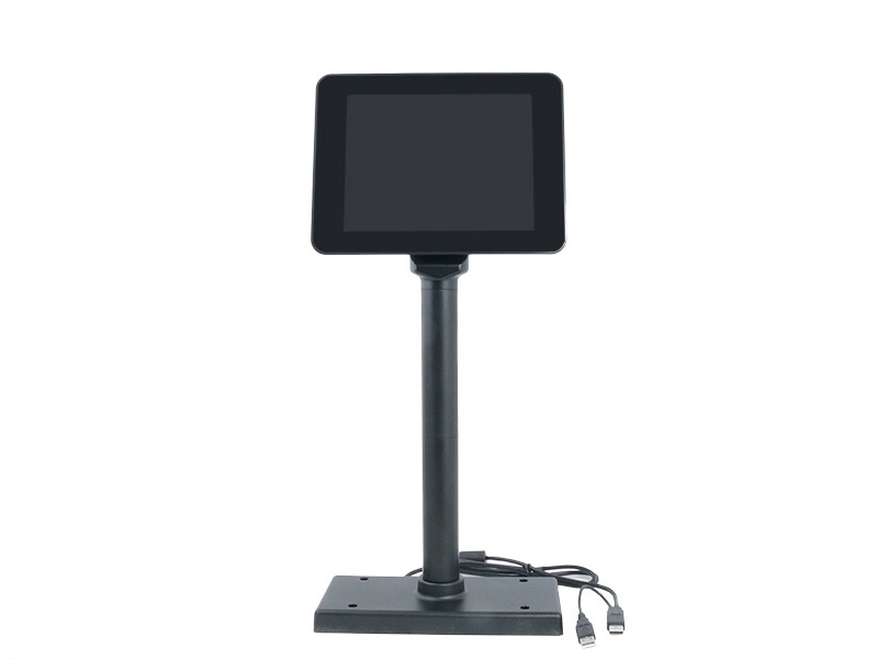 Artdev SD800-U 8 Zoll Kassenmonitor in Schwarz mit True Flat Display, USB-Anschluss und Standfuß für POS-Kasse