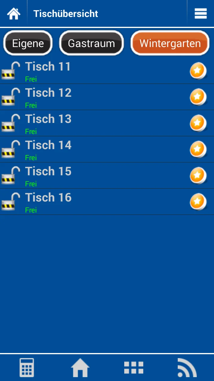 Smartphone-Ansicht Tischübersicht Wintergarten