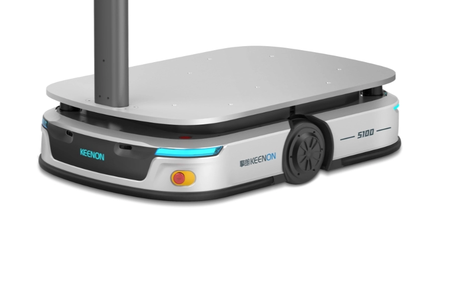 Keenon S100 Serviceroboter als autonomer Transportroboter für Produktion und Logistik mit Plattform, Sensorik und sicherer Hinderniserkennung