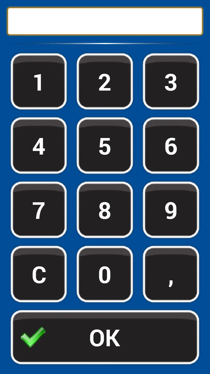 Bild einer virtuellen Zifferntastatur mit OK