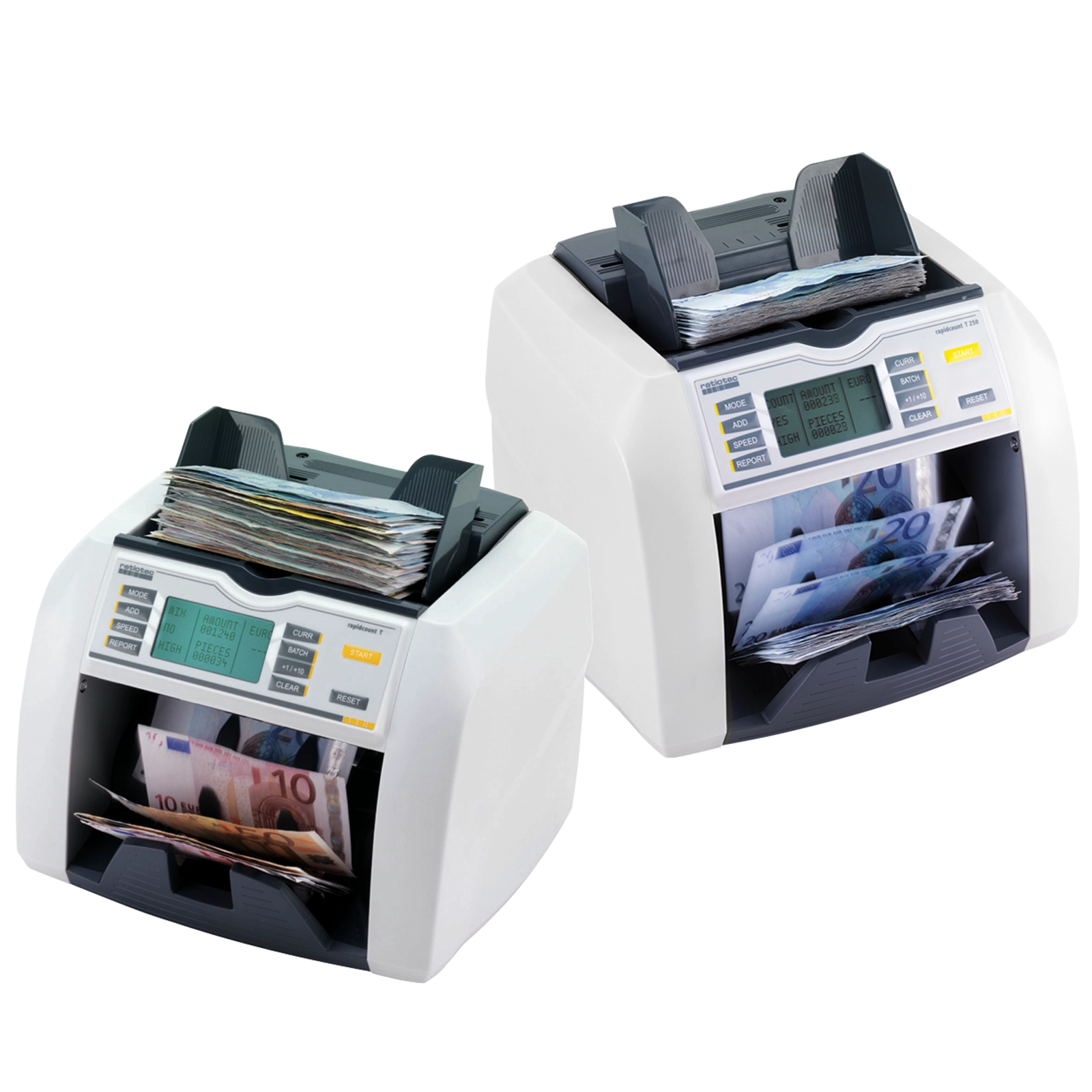 Ratiotec rapidcount T-575 Banknotenzähler zum schnellen Zählen und Prüfen unsortierter Euro-Banknoten für Handel, Gastronomie und Banken