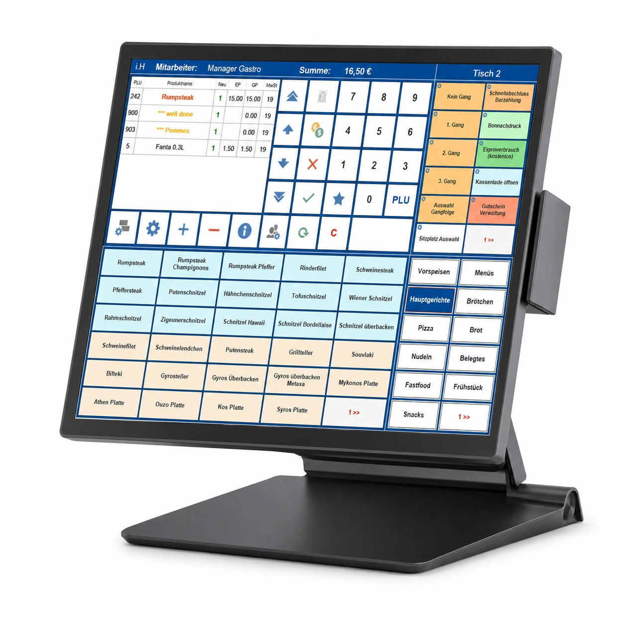 MagicPOS Gastro Kasse 15 Zoll Touch SpeedySet mit Kassensoftware, TSE und Bondrucker für Restaurant, Café, Bar und Imbiss