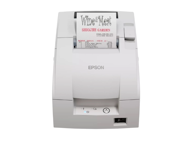 Epson TM-U220IIB Bon-Nadeldrucker in Weiß mit 76 mm Bonrolle, Ethernet und automatischem Abschneider für Kasse und Gastronomie