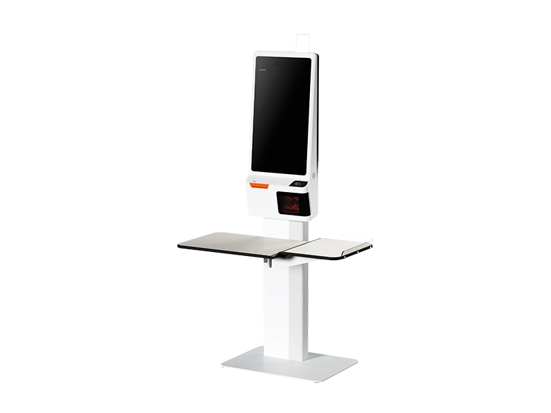 Sunmi K2 Self-Ordering-Kiosksystem mit 24-Zoll-Touchdisplay, Android, Standfuß, Seitentischen, Drucker und Scanner für Retail, Gastro und Self-Checkout