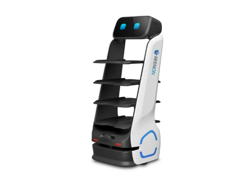 Keenon T9 Serviceroboter mit flexiblen Ablagen zur autonomen Lieferung von Speisen und Getränken in Restaurants