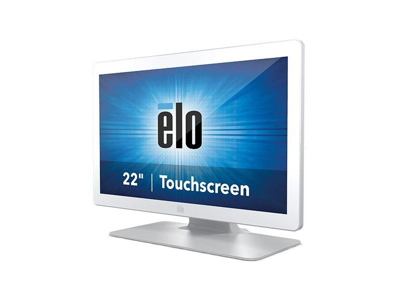 Weißer EloTouch 2203LM 21,5-Zoll-Touchmonitor für das Gesundheitswesen mit Blendschutz, kapazitivem Touchscreen und Standfuß