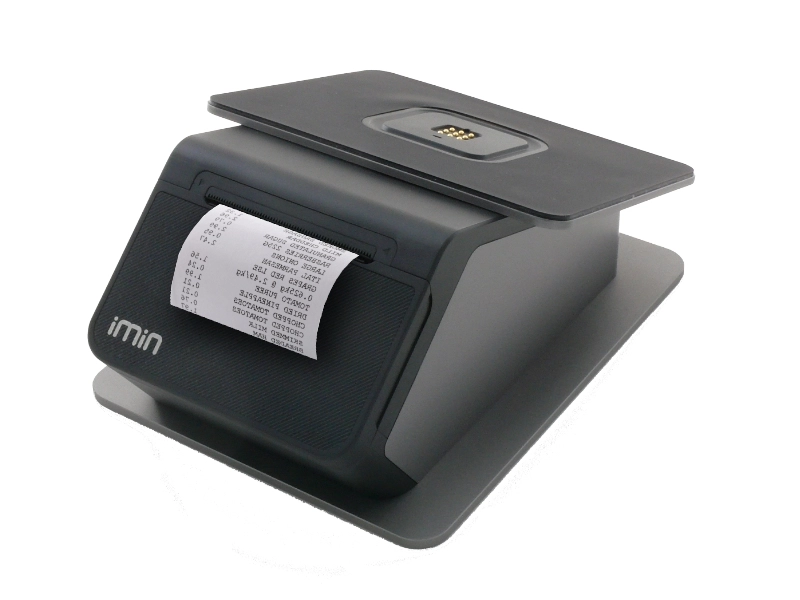 Imin Docking Station für Falcon 2 mit integriertem 58-mm-Bondrucker und Pogo-Pin-Anschluss, ideal für POS in Handel und Gastronomie