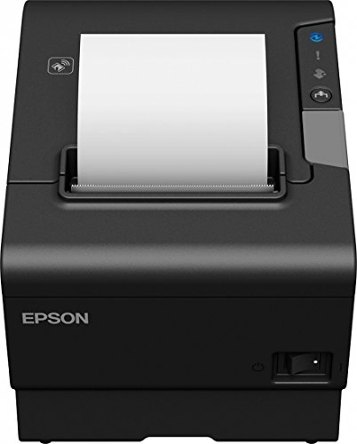 Schwarzer Epson Thermo-Bondrucker mit Papierrolle