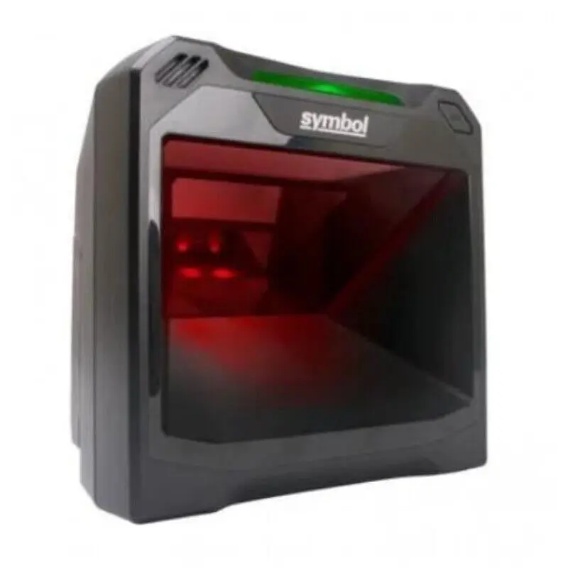 Schwarzer Symbol Stand-Barcodescanner mit roter Scanfläche