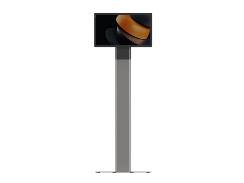 Freistehendes Digital Signage Display mit großem Bildschirm auf schlankem Standfuß für Werbung, Information und Präsentationen
