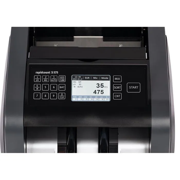Ratiotec rapidcount S-575 Banknotenzähler mit Display und Prüffunktion für schnelles Zählen von Geldscheinen