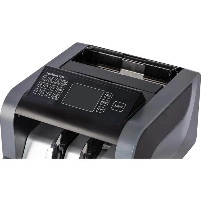 Ratiotec rapidcount S-575 Banknotenzähler mit Display und Prüffunktion für schnelles Zählen von Geldscheinen im Einzelhandel