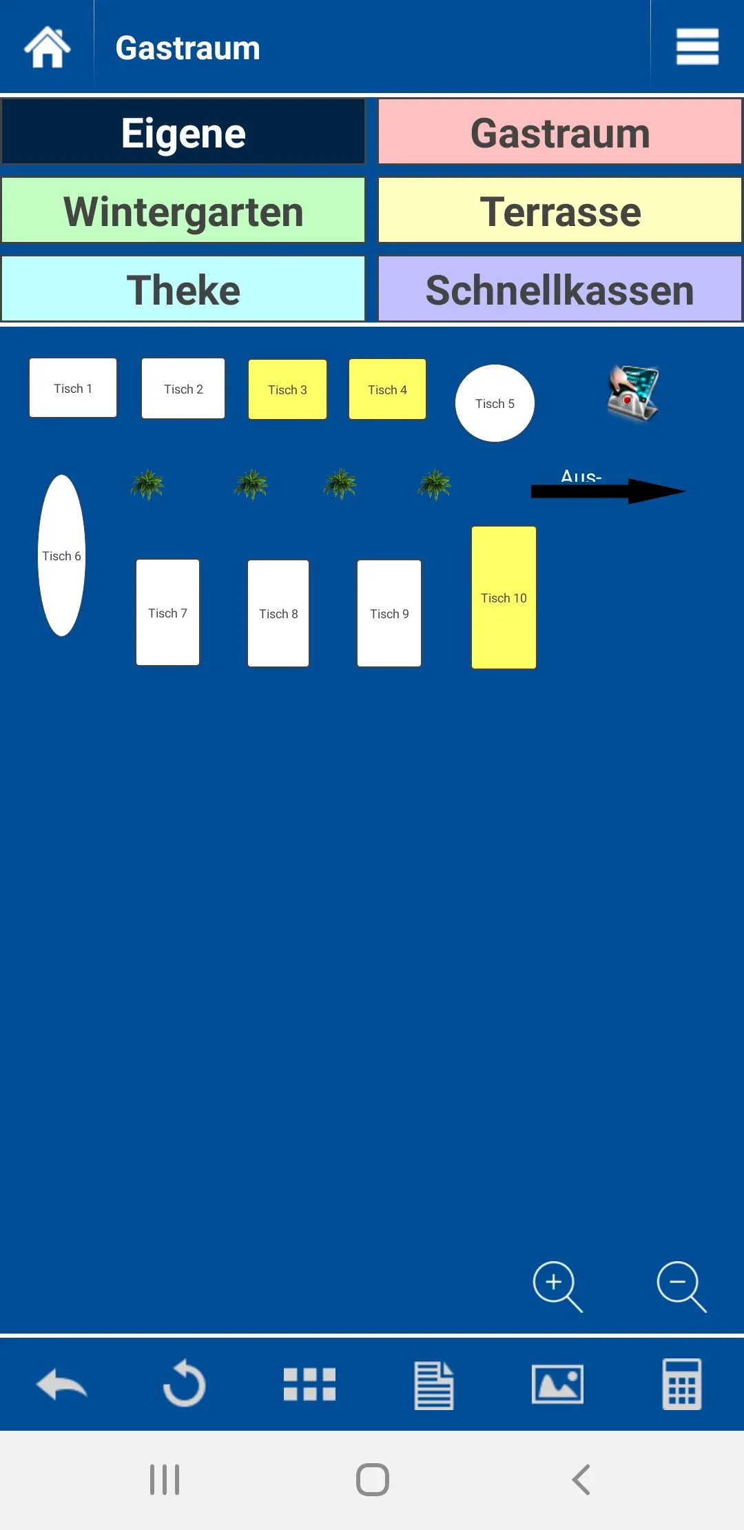 Screenshot digitale Tischverwaltung für Gastraum-Restaurant